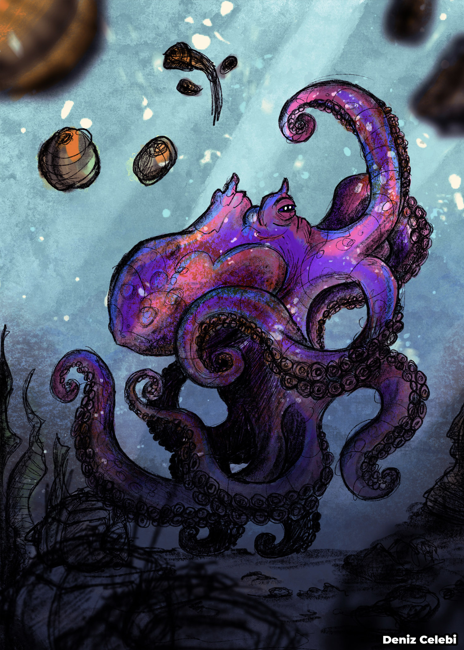 Octopus underwater artwork 