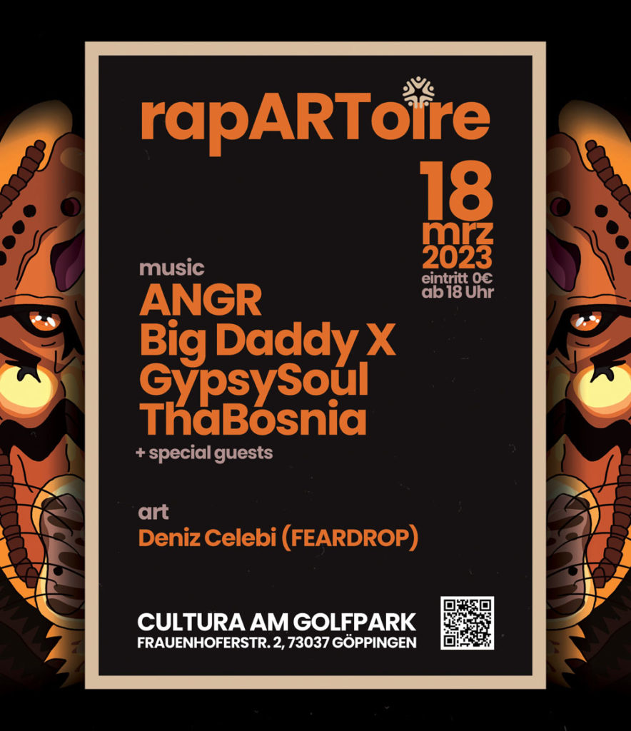 Flyer mit einem Löwen für das Rap-Event im Cultura am Golfpark